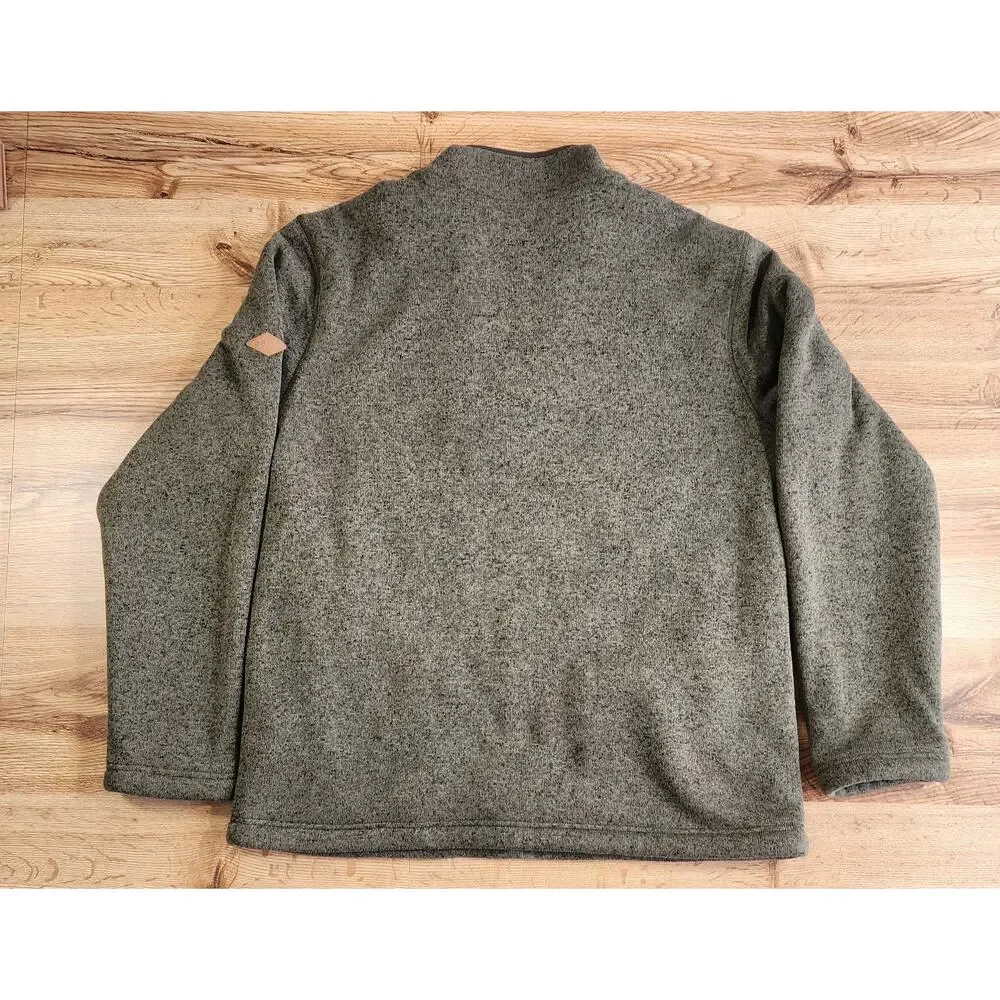 Orvis Sweater Mens‎ L Green/Gray Quarter Zip Sherpa Fleece Lined Knit Pullover
